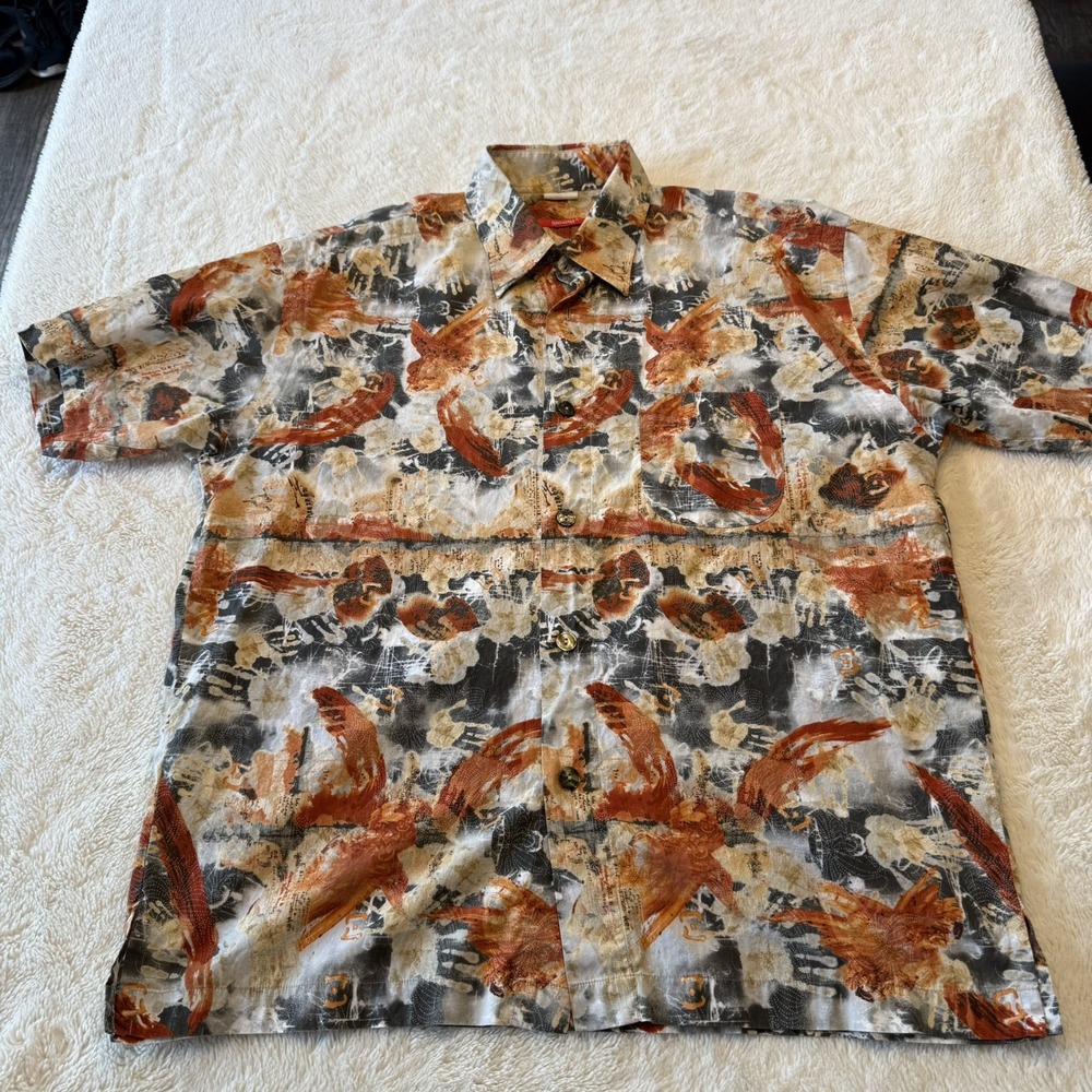 Signum Collared Button Down Shirt Abstract Vintage 90s Retro